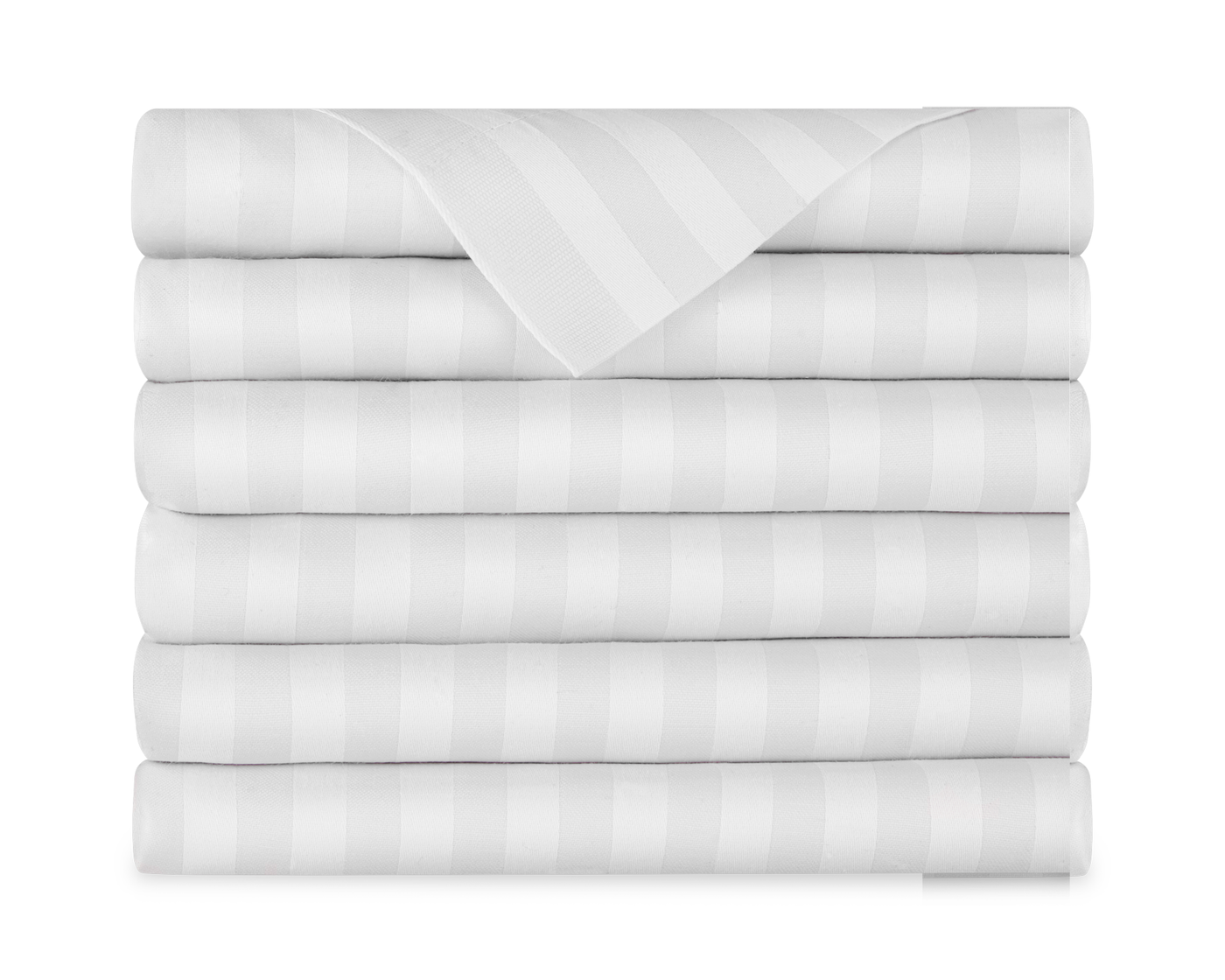 Flat Sheets Used as Top Sheets. Tone on tone Stripe Top sheet. Stack of 6pcs