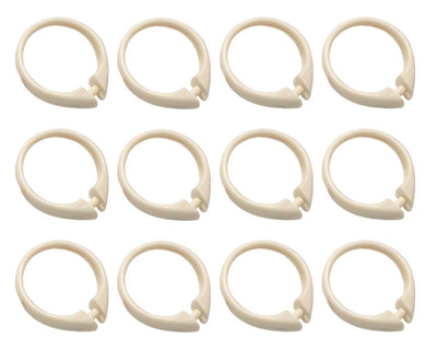 Rust Free Plastic Shower curtain rings pack of 12 colour beige
