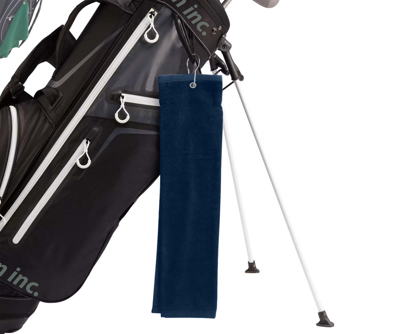 Golf Carry Bag with navy blue golf towel #color_navy-blue