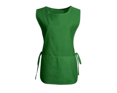 kelly green cobbler apron with pocket and straps on the side