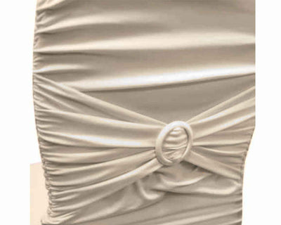 zoom image of ivory chair cover ruched style with buckle