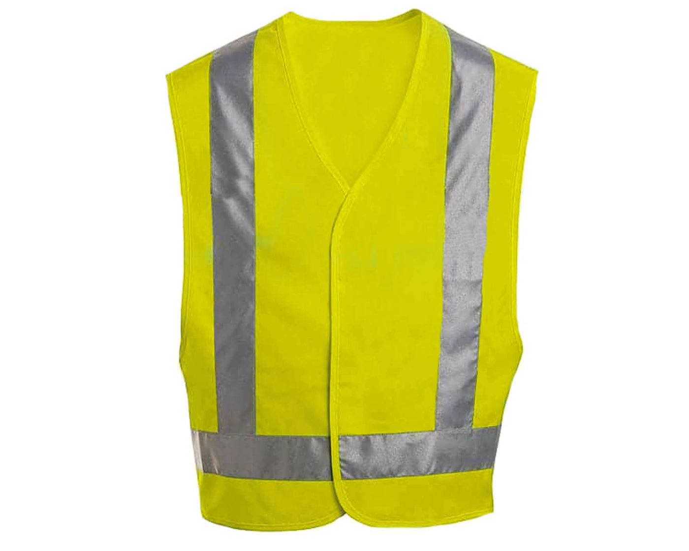 front view of flourescent safety vest with reflective stripe
