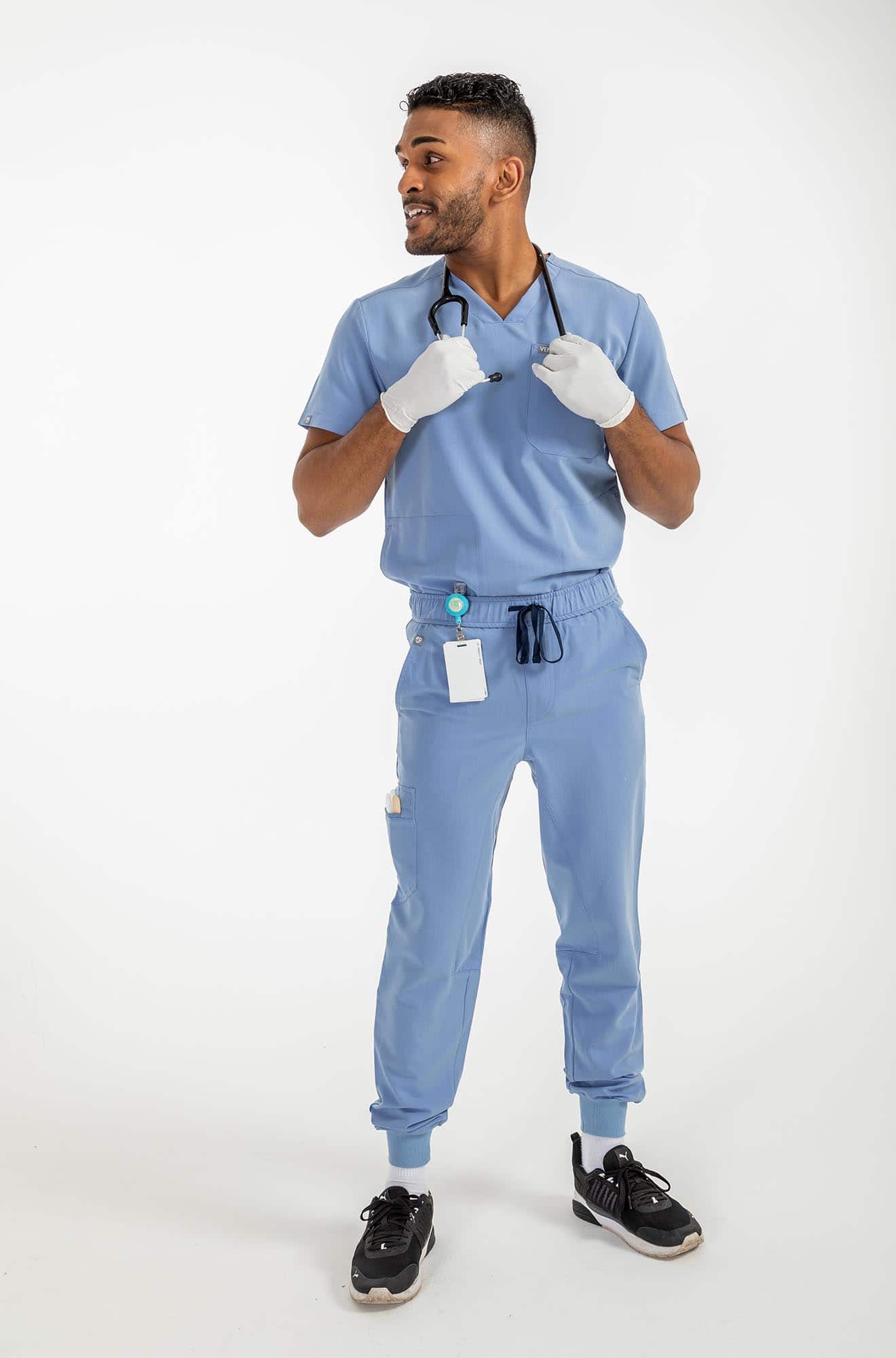 Vena mens jogger scrub pants man holding his stethoscope on his neck#colour_ceil-blue