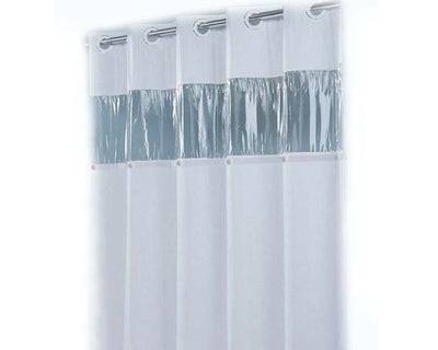 polyester nylon shower curtain with vinyl window with snap liner