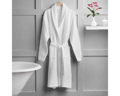 white luxury waffle weave bathrobe