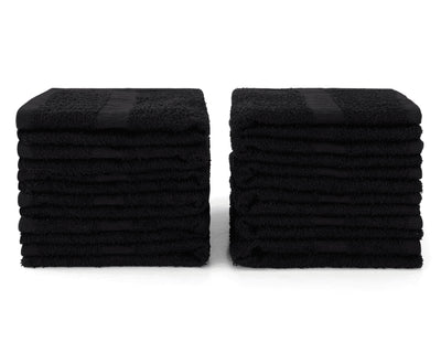 Black hand towel stacked of 12 pcs #colour_black