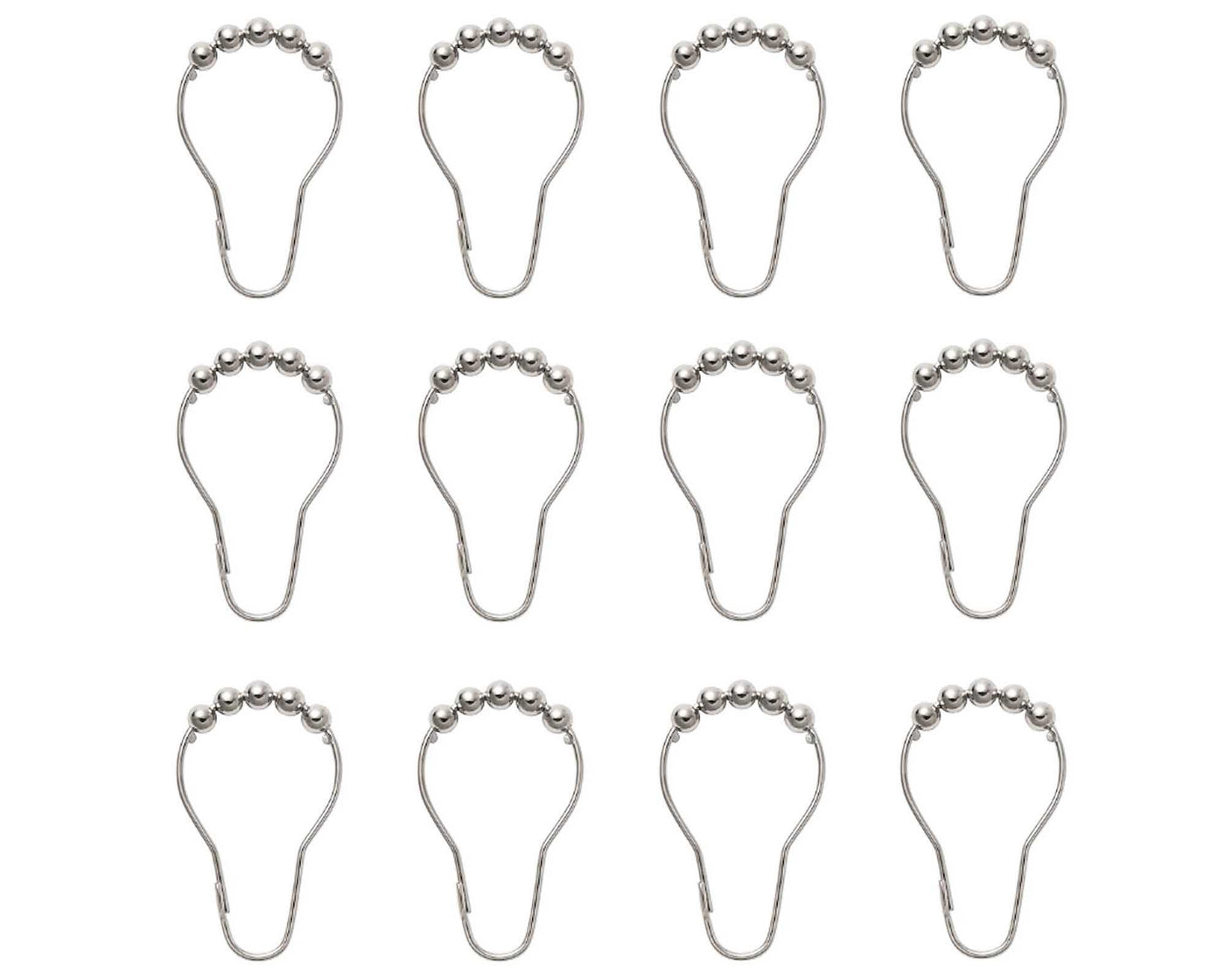 12 Sets of ball; bearing slider shower curtain hooks
