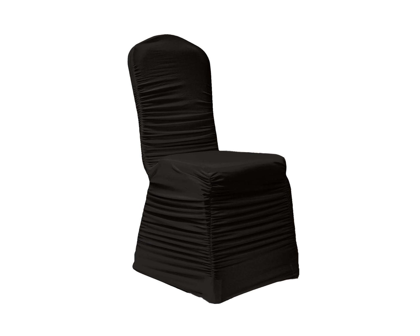 Chair with black spandex chair cover with ruched style