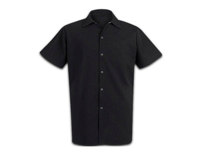 Black cook shirt with snap buttons