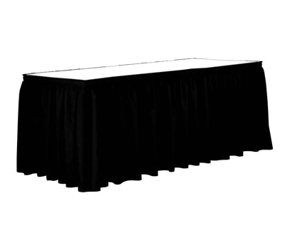 black table skirt with Velcro closure