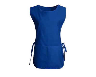 Royal blue cobbler apron wwith pocket and straps on the side
