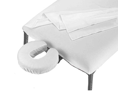 White cradle cover on the table with white fitted sheet