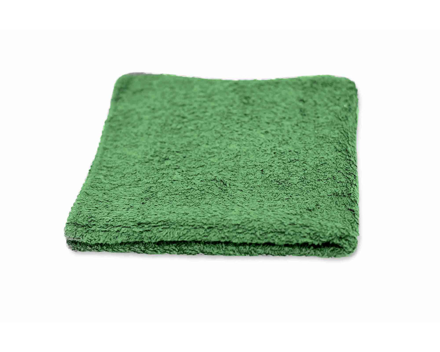 green serged terry cloth with  white background