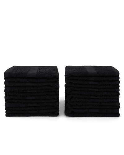 Pack of 12 black hand towels and black bleach proof salon towels