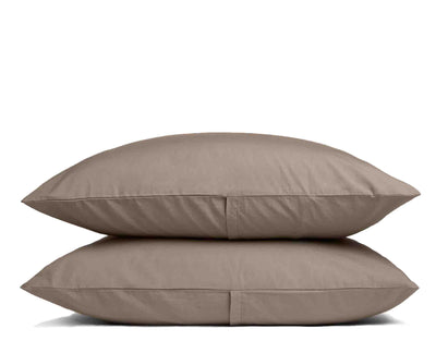 Oatmeal colour pillowcases on two pillows
