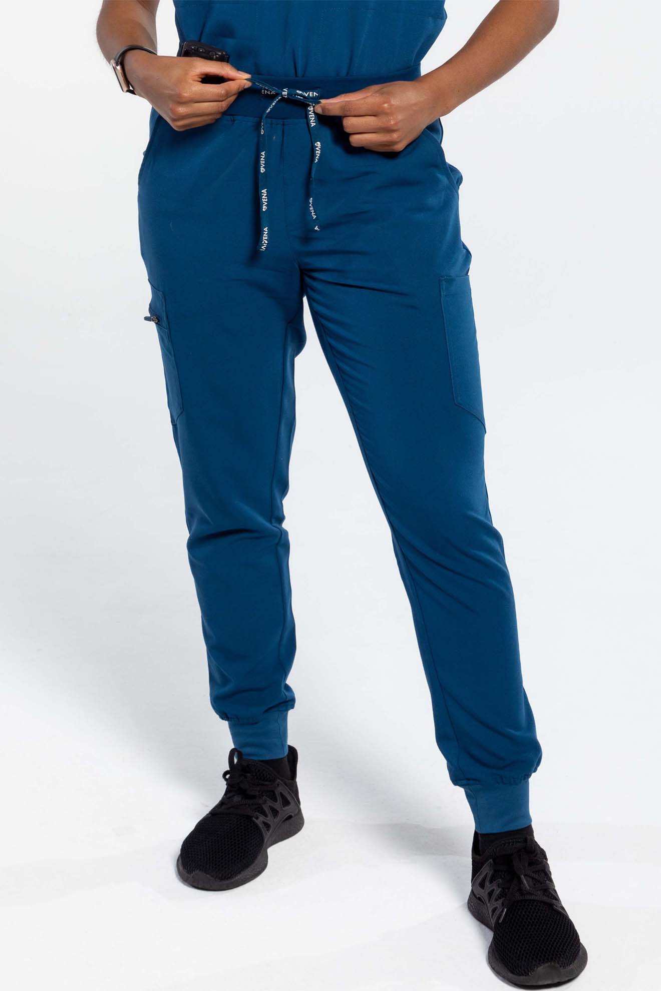 Navy Blue Scrub pant front angle#colour_navy-blue