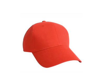 Orange baseball cap with spandex back on a white background