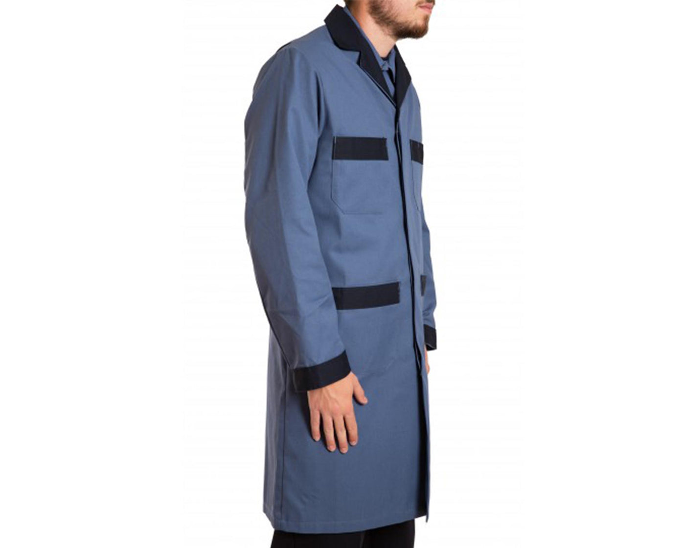 Industrial Shop coat with navy trim