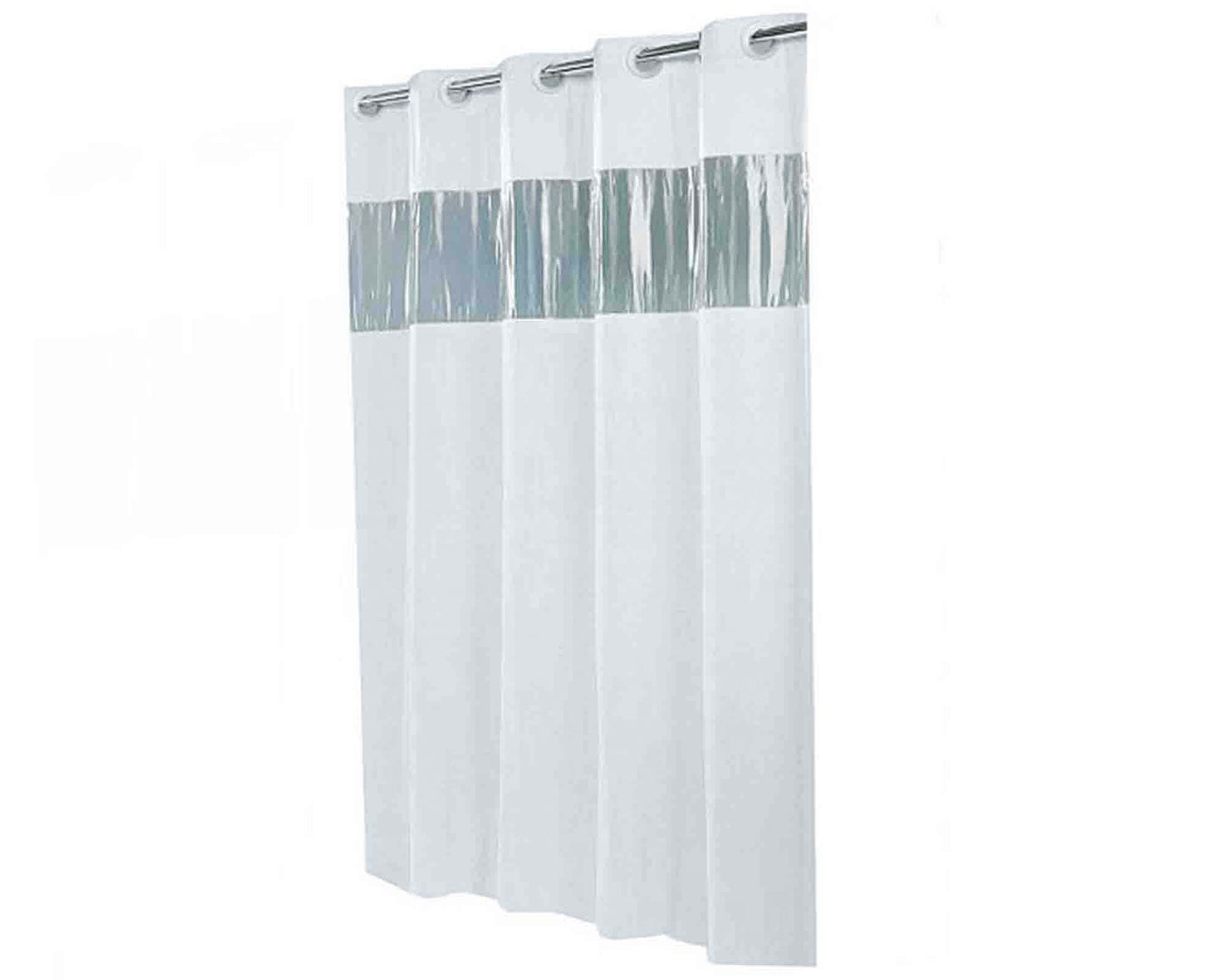 Polyester nylon shower curtain with vinyl window