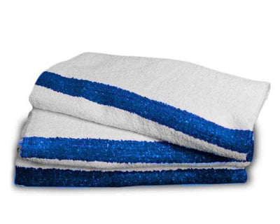 white pool towel with single stripe 