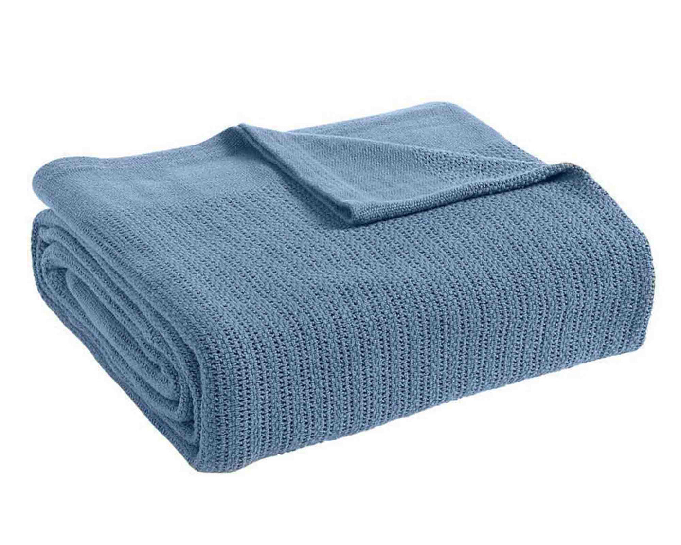 folded blue thermal blanket#colour_light-blue