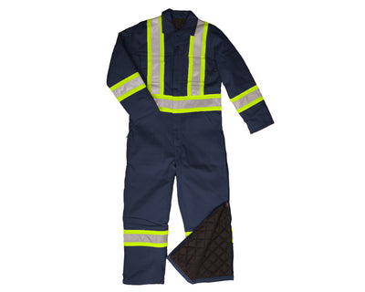 Industrial navy Blue Quilted Coverall Front View
