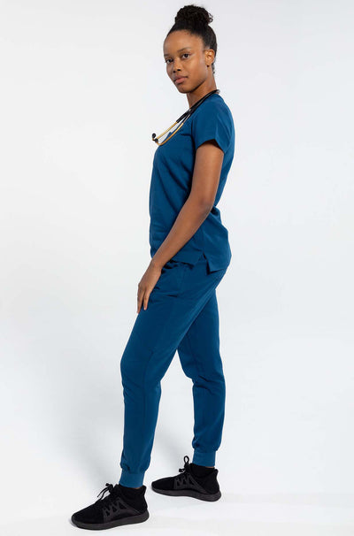 Navy Blue Scrub set, featuring full image angle#colour_navy-blue