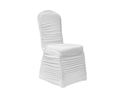 chair with white spandex chair cover with ruched style