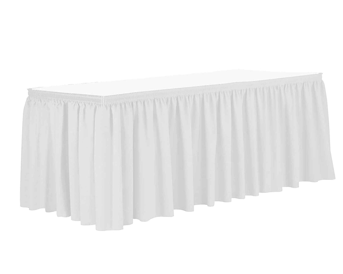 White table skirt with Velcro closure