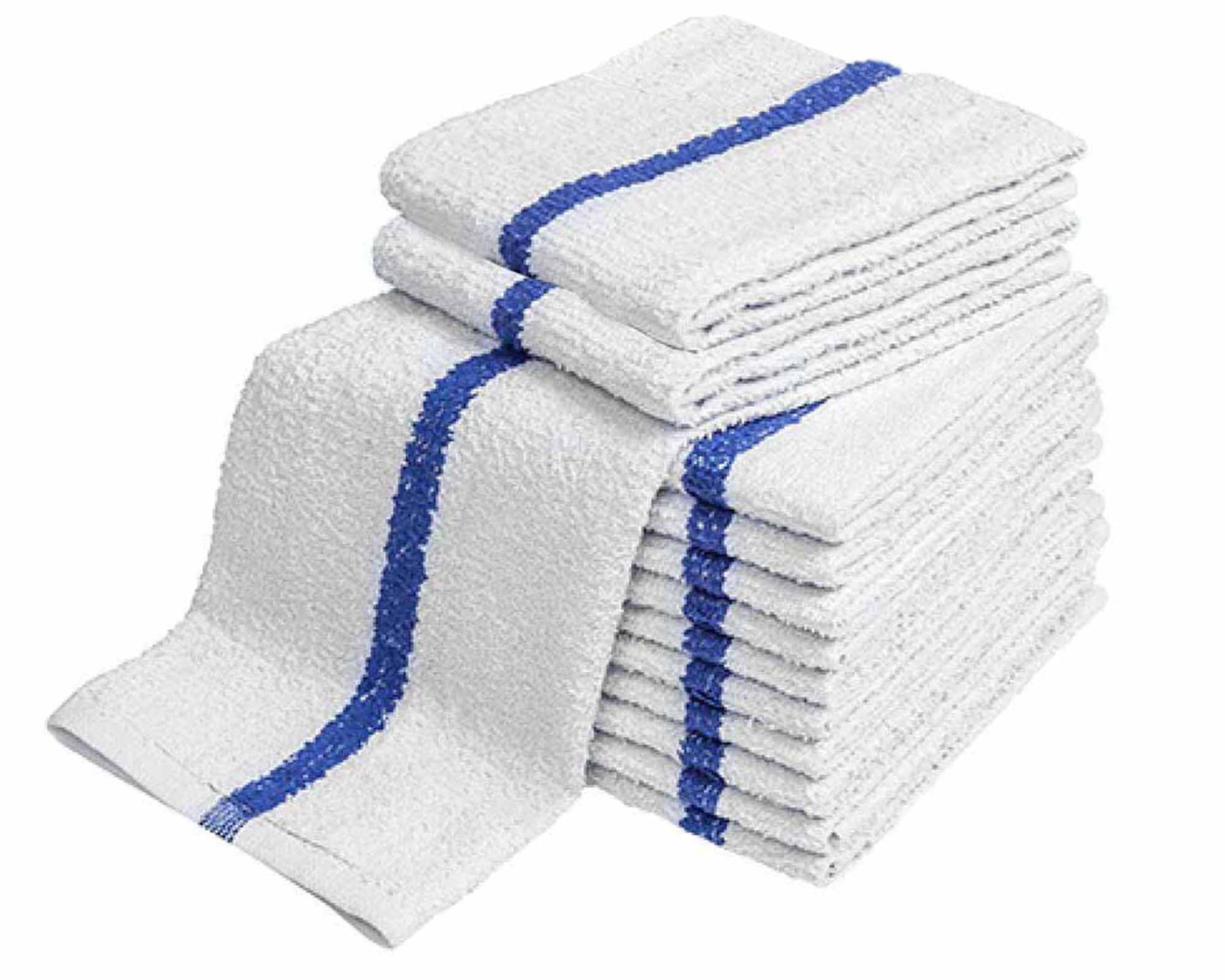 pile of white bar wipe with blue stripe