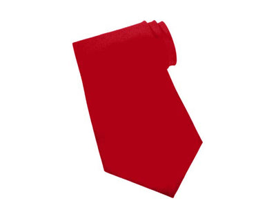 Red solid neck tie on white background